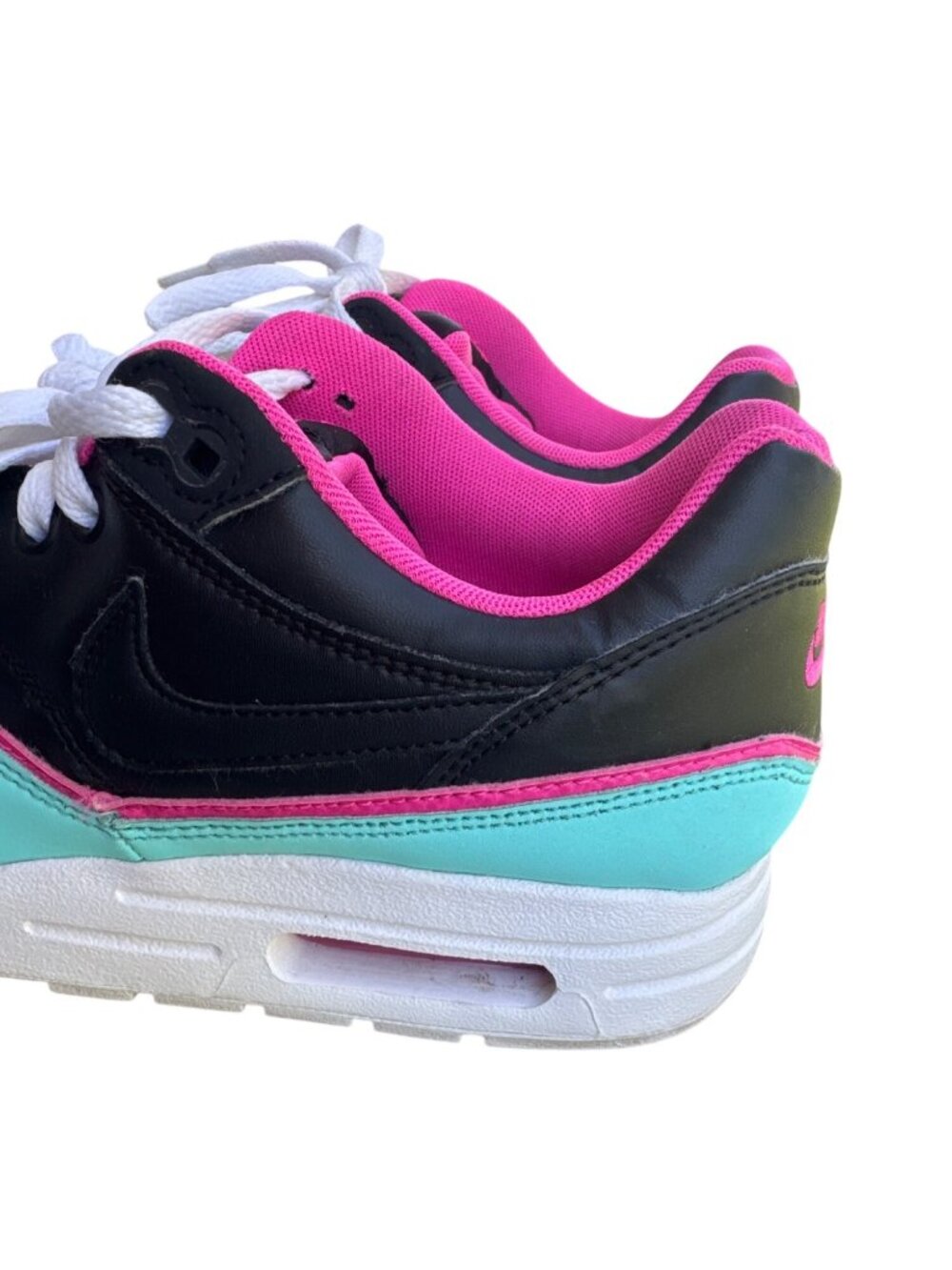 Nike Air Max 1 BV0052-001 Black Pink Aqua Athletic Sneakers Youth 7Y - Picture 14 of 14
